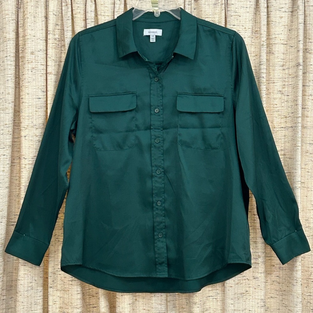 Equipment Classic Signature Satin Button Up Shirt - Large